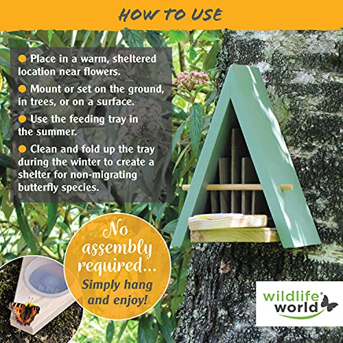 Wildlife World Butterfly House and Feeder - Natural Habitat to Attract Butterflies to Your Garden (Blue) - Image 5