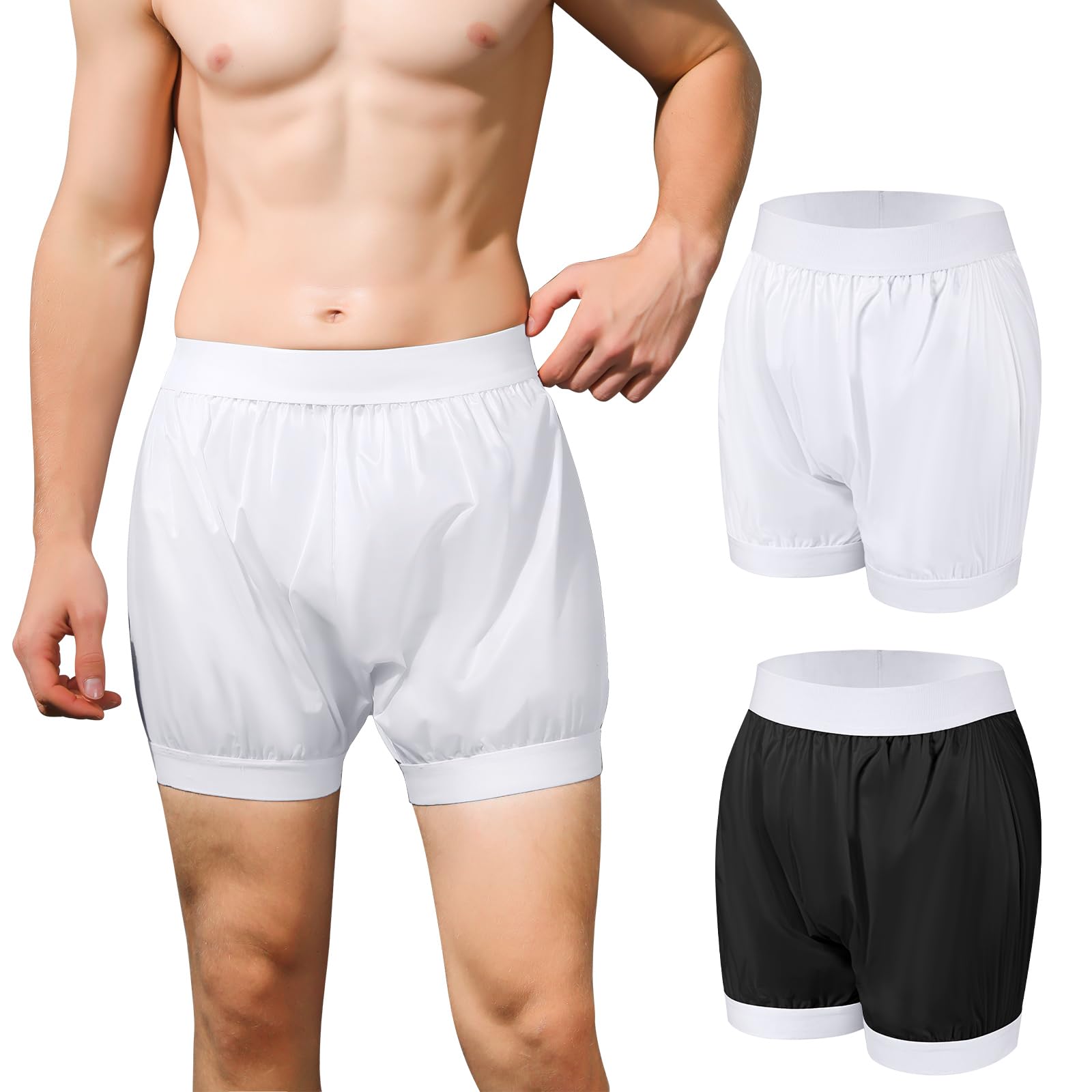 Photo 1 of 2PCS Carer Adult Diaper Covers Washable, Leakproof Incontinence Underwear for Men Women Enclosed Elastic, Widened Waistband Design Protection for Long-Term Care & Daily Use(White?Black?Medium)