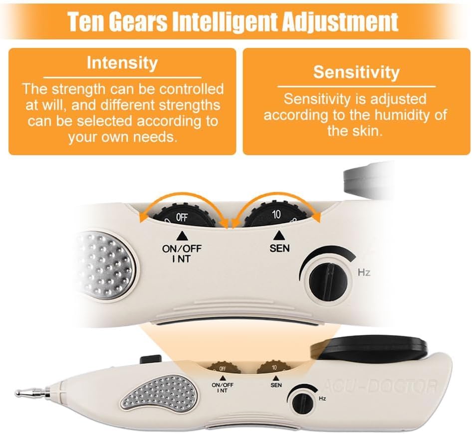 TsoLay Electric Acupuncture Pen, Rechargeable Digital Meridian Massage Pen with 3 Massage Heads, 10 Gears are Adjustable, for Muscles Back, Foot, Neck, Shoulder, Leg Pain Release