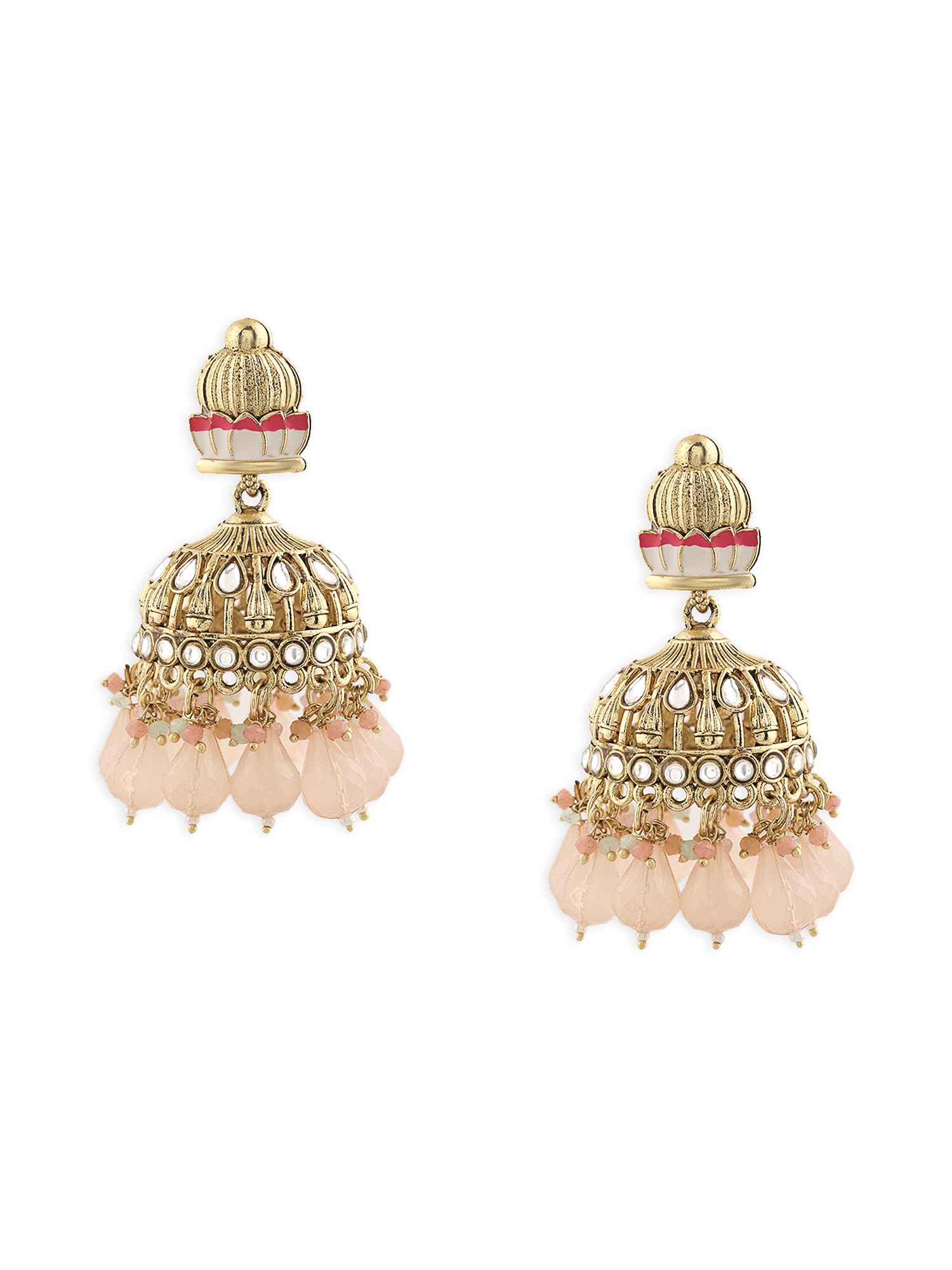 Zaveri Pearls Multicolour Enamel Lotus Kundan Ethnic Jhumkas Earring For Women-ZPFK16590 (B0CKTLWHF4) Amazon Price History, Amazon Price Tracker