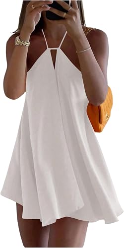 SOLY HUX Women's Halter Neck Tie Backless Sleeveless Mini Dresses