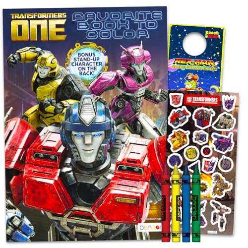 Transformers One Coloring Book Set - Bundle with Activity Book Featuring Optimus Prime Plus Stickers Crayons More | Transformers Coloring Set for Boys Girls Kids