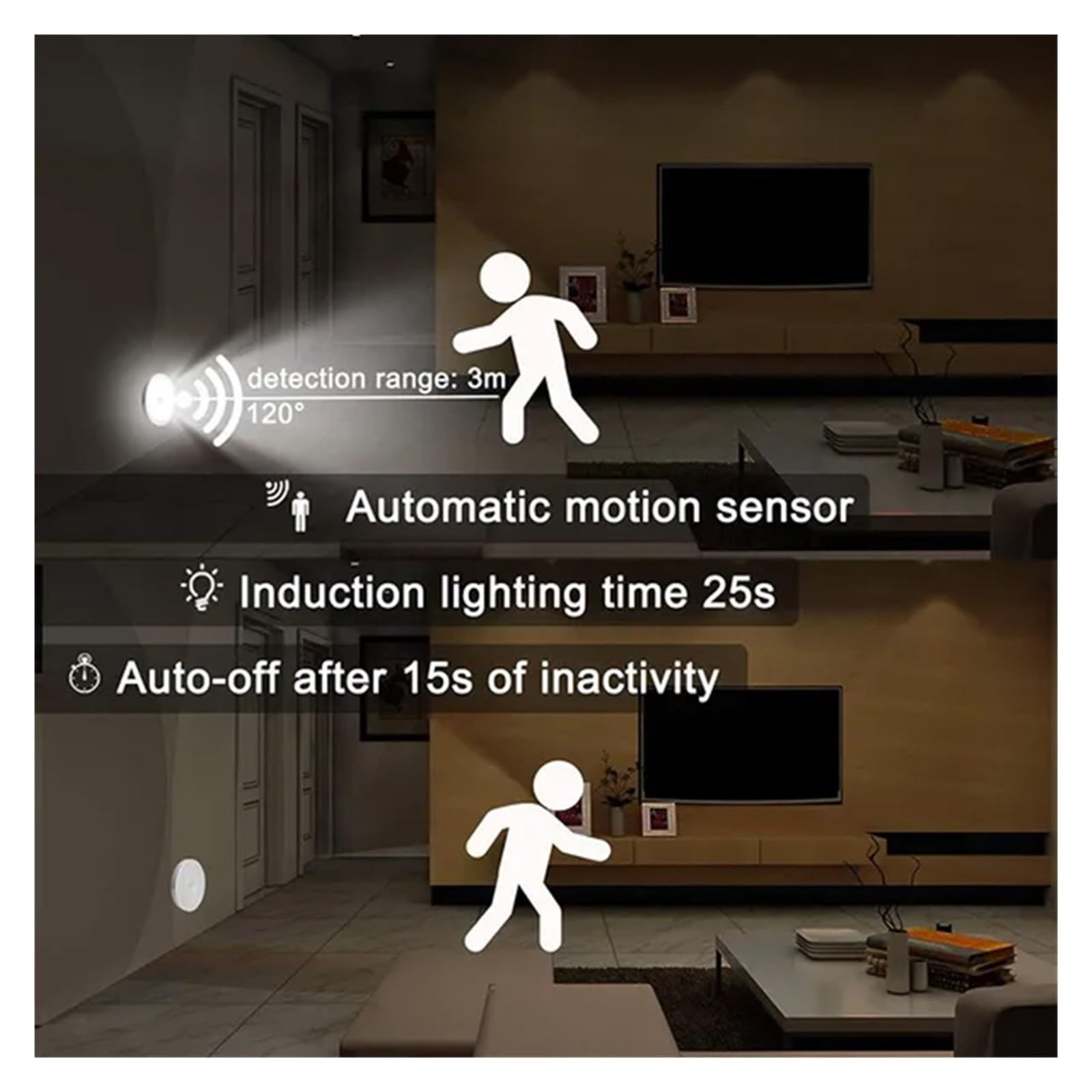 Luces Bajo Armario Luz LED Nocturna Con Sensor De Movimiento PIR, Lámpara Recargable Por USB For Armario Cocina, For, Escalera, Inalámbrica For(C,5Pcs)
