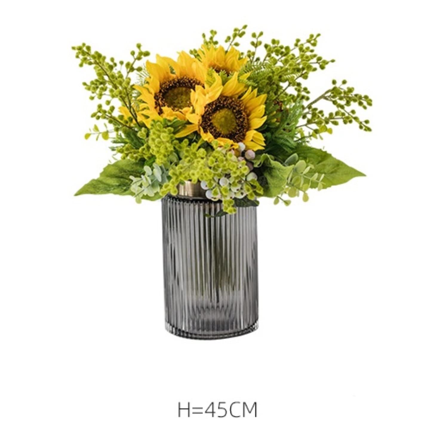 Künstliche Blumen Wunderschön Künstliche Blumen, Künstliche Sonnenblumen, Seidenblumenstrauß, Vasen-Set, Heimdekoration Künstliche Blumen wie Echt (Color : B, Size : 45cm)