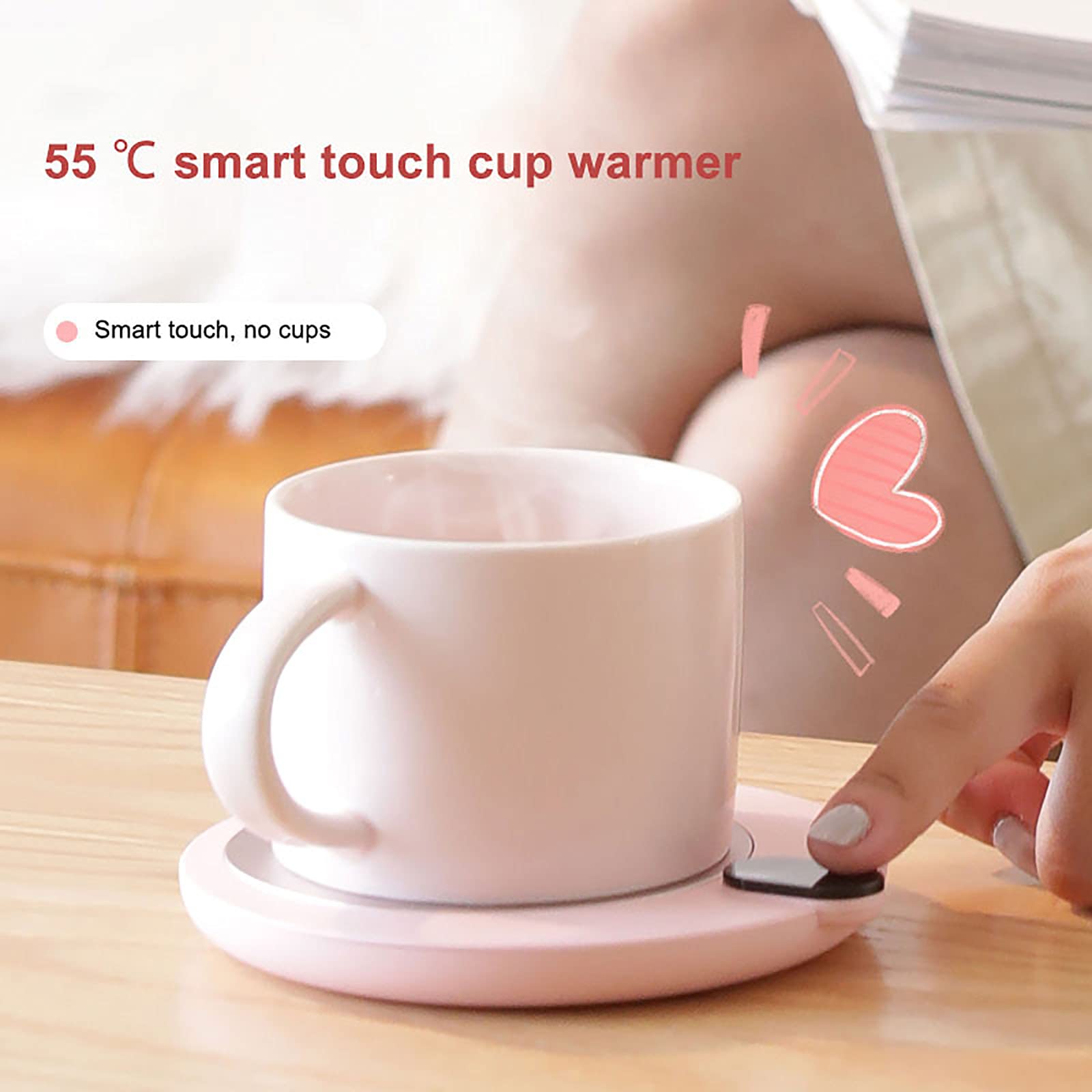 Calentador de Café USB Taza Calentador de Taza de Escritorio Leche Té Agua 3 Temperaturas Almohadilla de Taza con Recordatorio de Agua para Beber para la Oficina en Casa