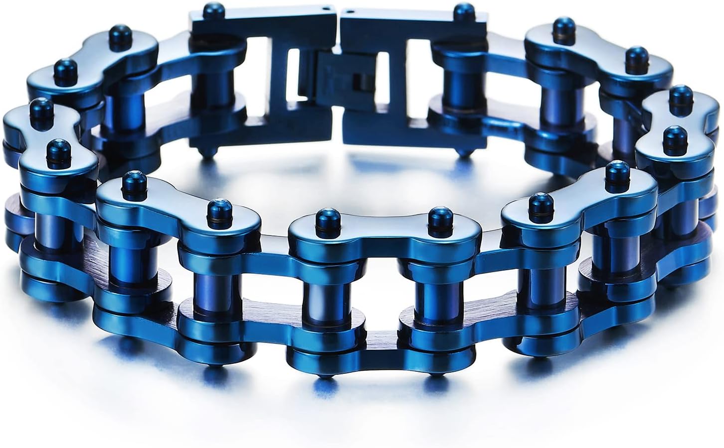 COOLSTEELANDBEYONDHeavy Sturdy Mens Motorcycle Chain Bike Chain Bracelet of Stainless Steel Silver Color Polished