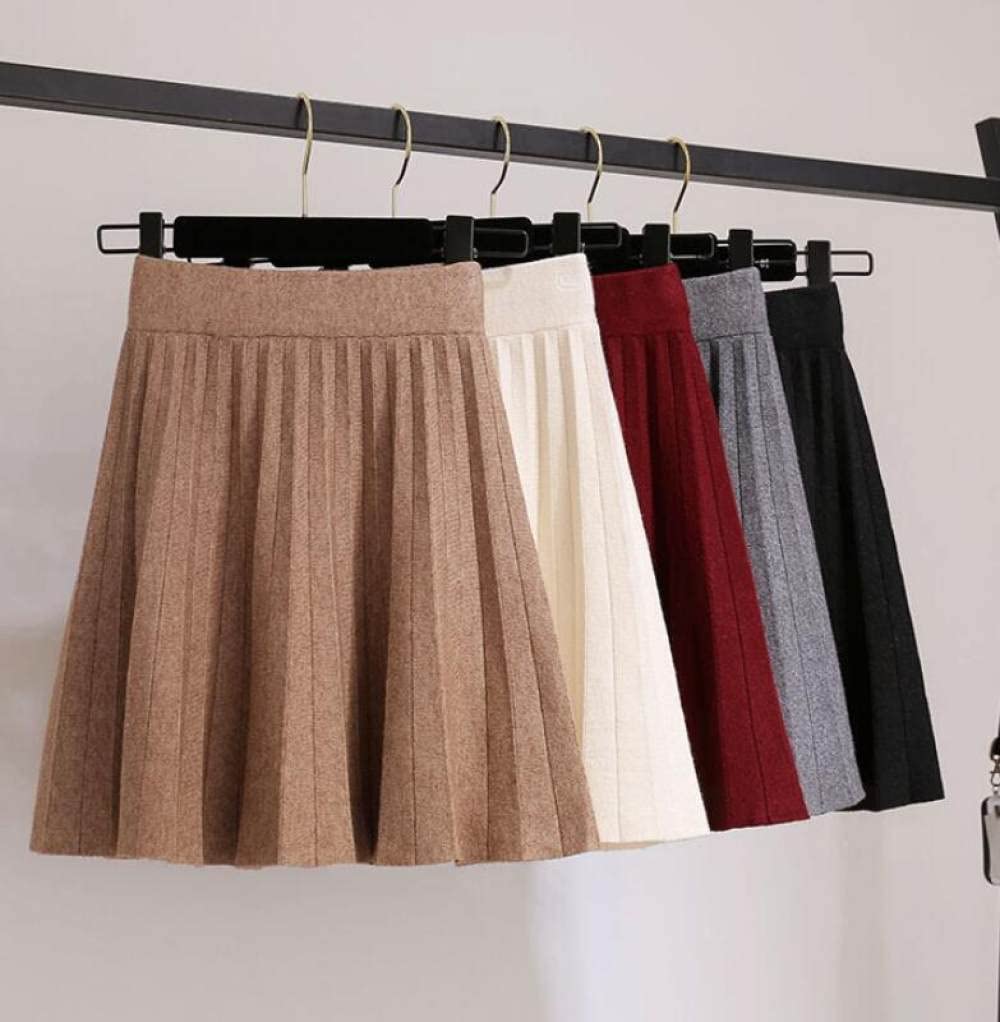 Gonne A Ruota,Minigonna da Donna Nera Gonna A Pieghe in Maglia Elastica A Vita Alta Slim A-Line Altalena Increspato Autunno Inverno Gonna Corta Svasata per Ragazze Signore,S