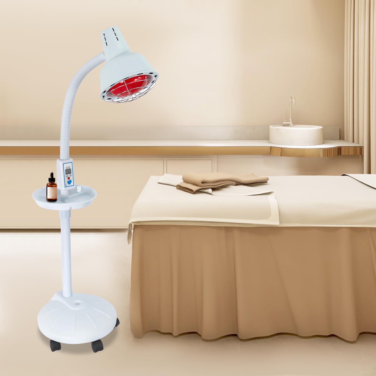 Lampada Infrarossi 275W Radiatore Lampada Riscaldante Luce Rossa, Dispositivo con Supporto, Sollievo Muscolare e Rilassamento, Per Cura a Casa e Centro Benessere