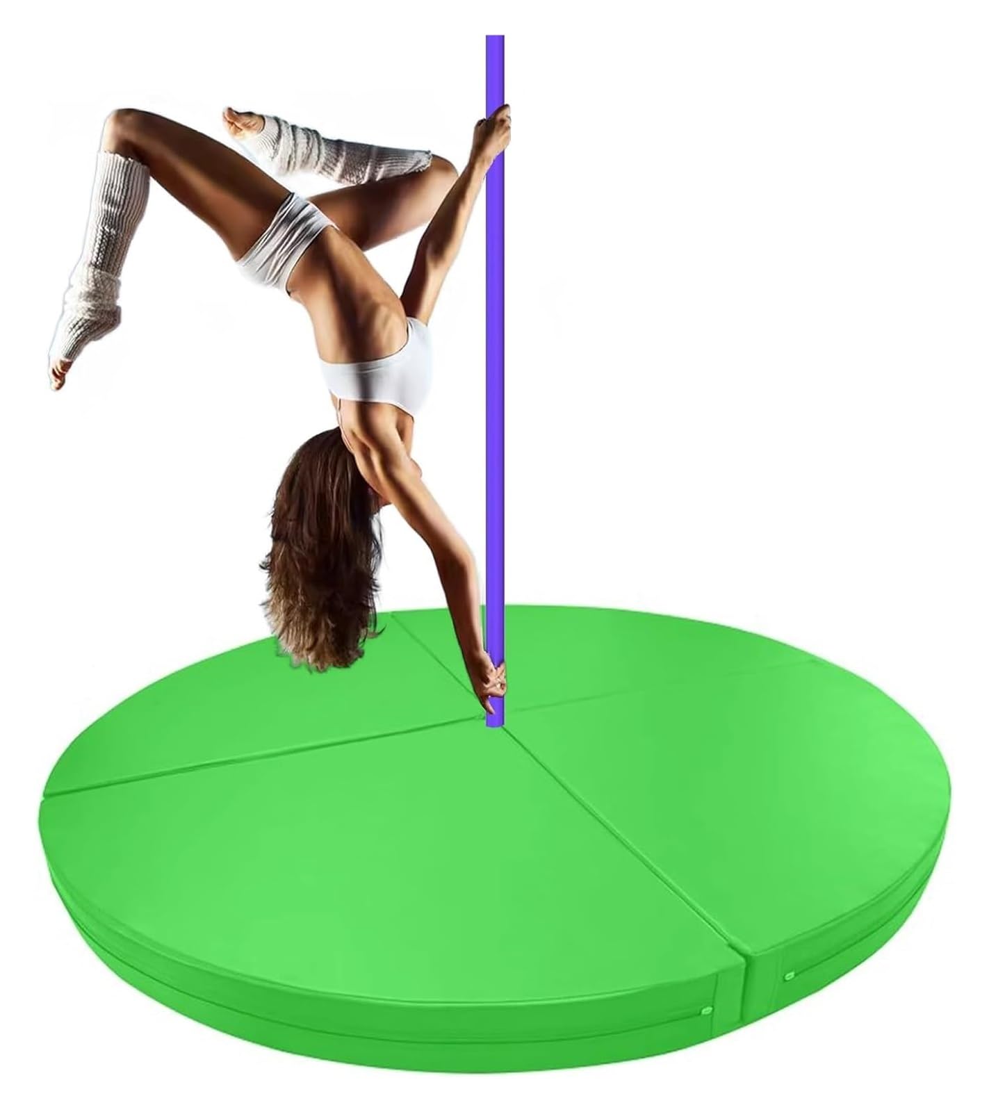 Wjftoday Green Foldable Stripper Pole Crash Mat, Portable Aerial Fitness Protection Pad, Padded Safety Mat For Dance & Pole Fitness - (78.7"X1.2")