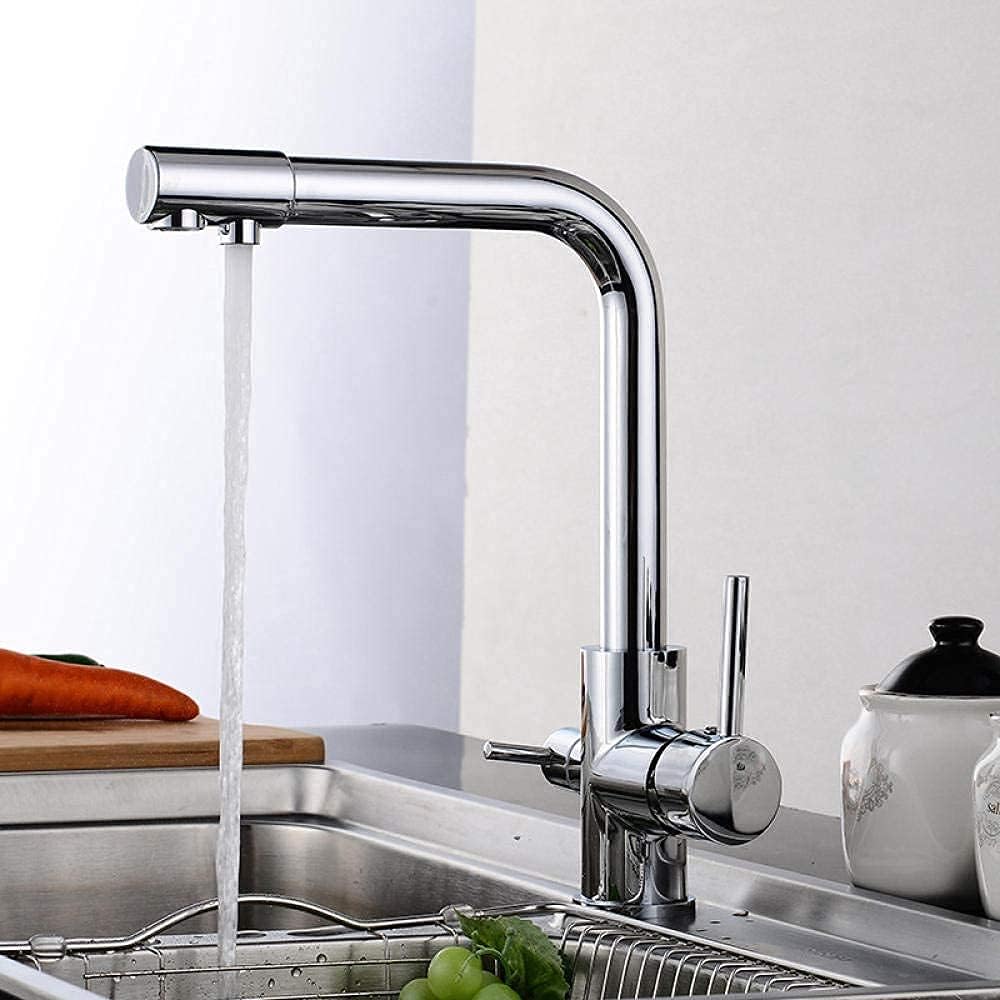 キッチン水栓 - Home357 | キッチン蛇口 3ウェイ ブラッシュドステンレススチール 360°回転式 純水 温水と冷水 キッチン蛇口 浄水器用 | タッチレスキッチンシンク蛇口 | ドリ一ムショップ 濾過水付きキッチン蛇口 デュアルハンドル飲料水タップ 飲料水浄水器 容器シンクミキサー 温冷水タップ