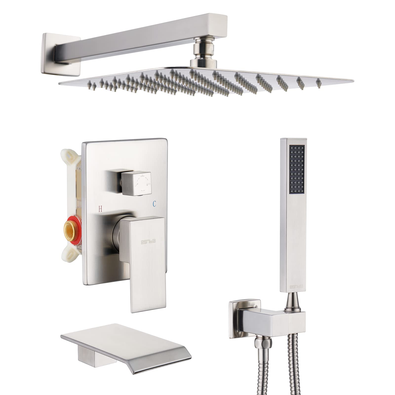 Buy Esnbia Tub Shower System Brushed Nickel, Shower Faucet Set Complete