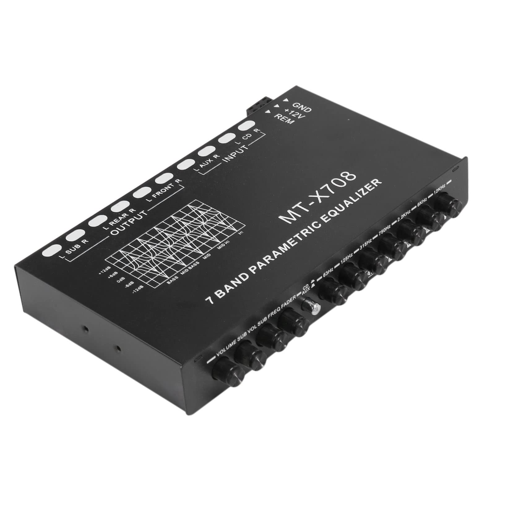 2X Ecualizador de Audio para Automóvil de 7 Bandas, Ecualizador Gráfico Ajustable para Amplificador de Automóvil EQ de 7 Bandas con Interruptor de Selección de Entrada CD/AUX,Negro