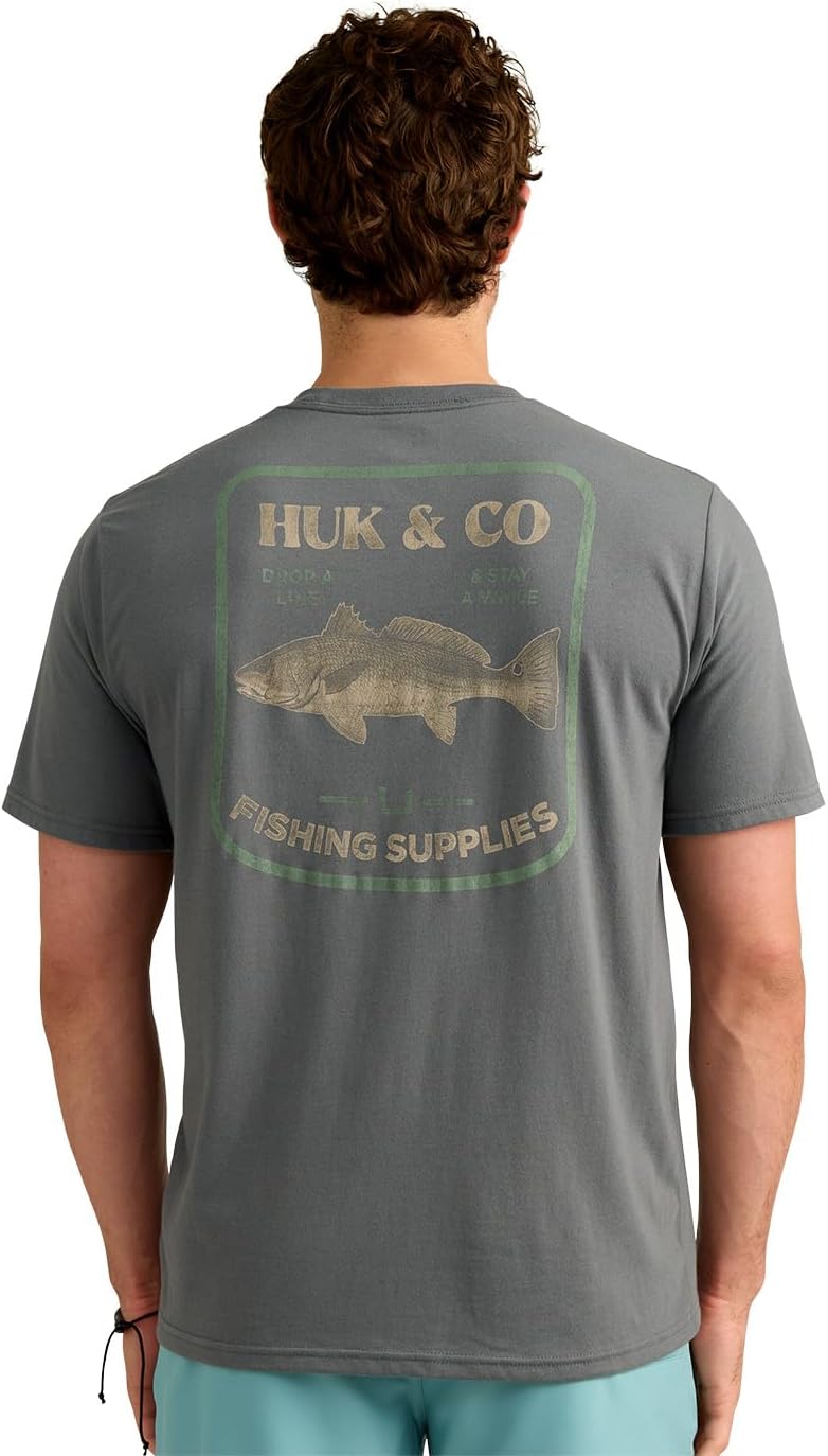HUK Mens Performance Fishing Logo Tee, Short Sleeve T-Shirt for Men