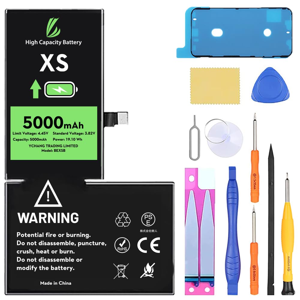 LL TRADER Batteria per iPhone XS, batteria ad alta capacità da 5000 mAh con tutti gli strumenti di riparazione 2026