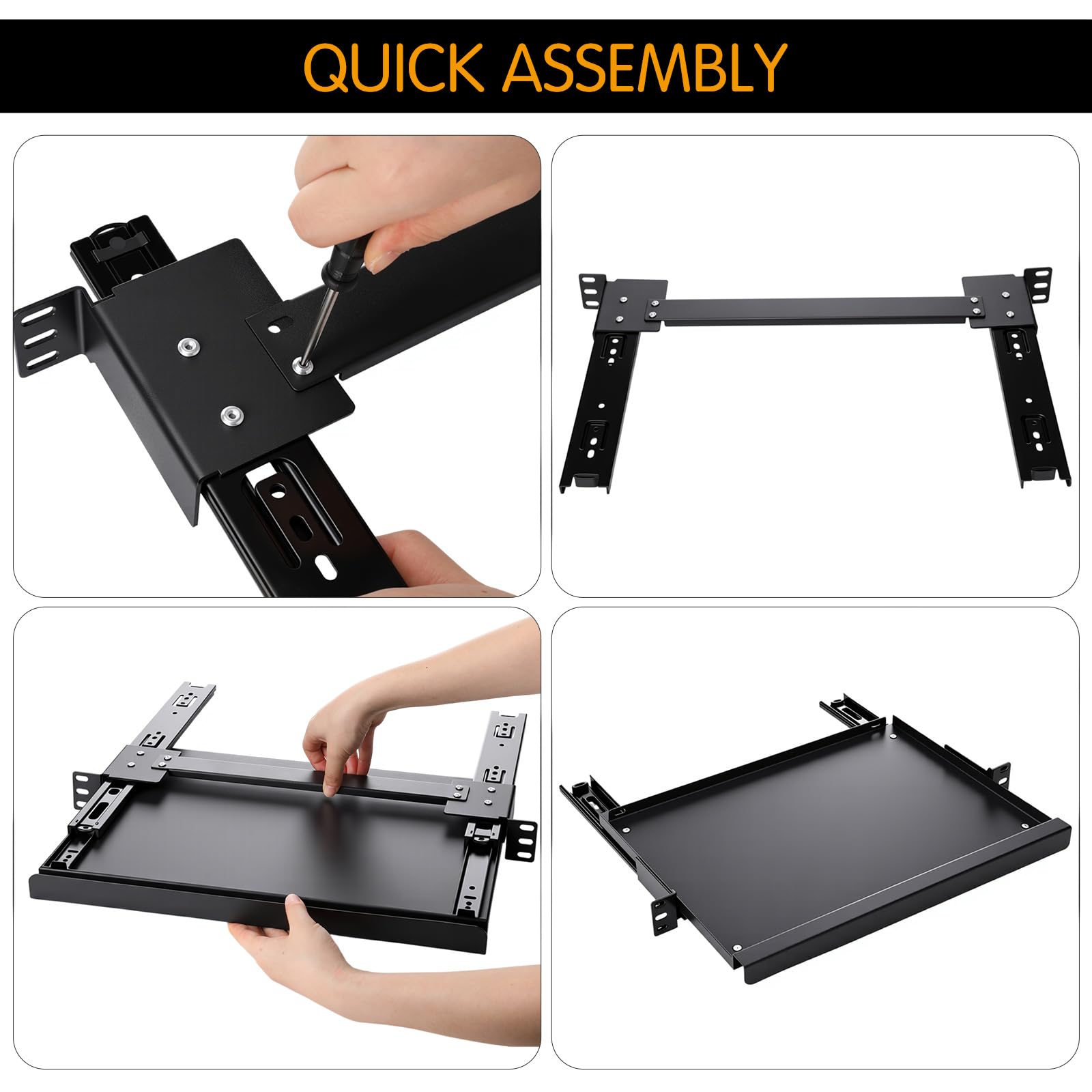 AceOrbit Vassoio per tastiera 1U, profondità 30,5 cm, universale da 48,3 cm, ripiano scorrevole profondo 30,5 cm, per apparecchiature di rete, server rack o armadietti