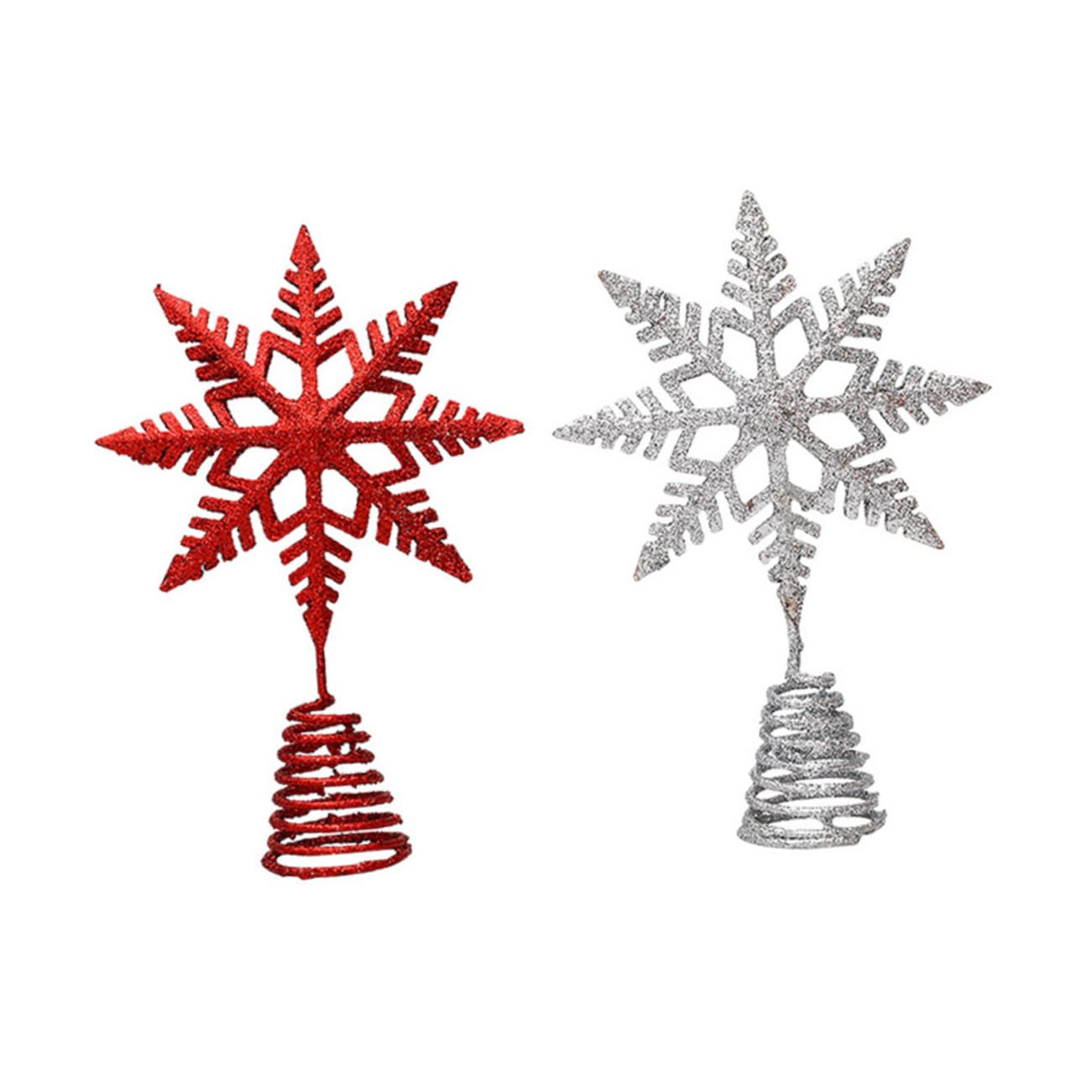 PRETYZOOM 2 Series Estrella De Topper De Árbol De Navidad Navidad Nieve Decoración De La Copa del Árbol Colgante Brillantina Nieve Falsa Decoración Rústico Hierro Forjado 2 Piezas*2