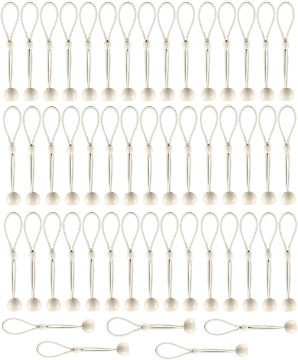 Ball Bungee Cords with Elastic String, Smooth Bungee Ball, for Tents, Canopies, Tarp, Straps, Poles, Wires, and Roller Blinds. (50 Piece，9 inch，Brown)