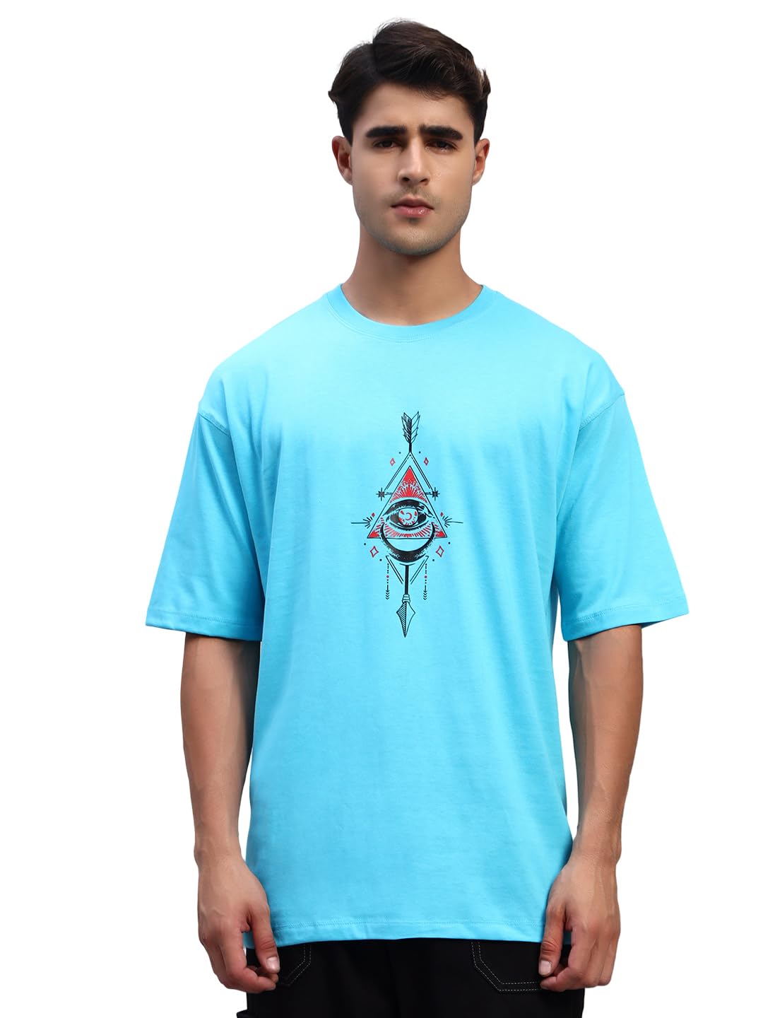 pyro spirit Stylish Printed Round Neck Loose fit Men's T-Shirt | Eye of Providence Design Print-picture-1