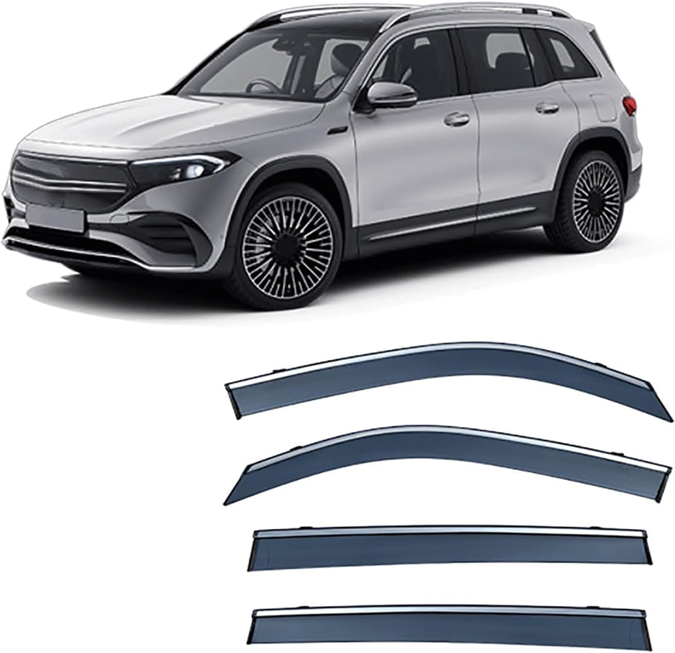WeiYH Wind Deflectors for Benz EQB MK1-X243 2022 2023, Keep Your Car Ventilated in Rain Car Rain Guard Shield Stick-on Fitment Weathershields