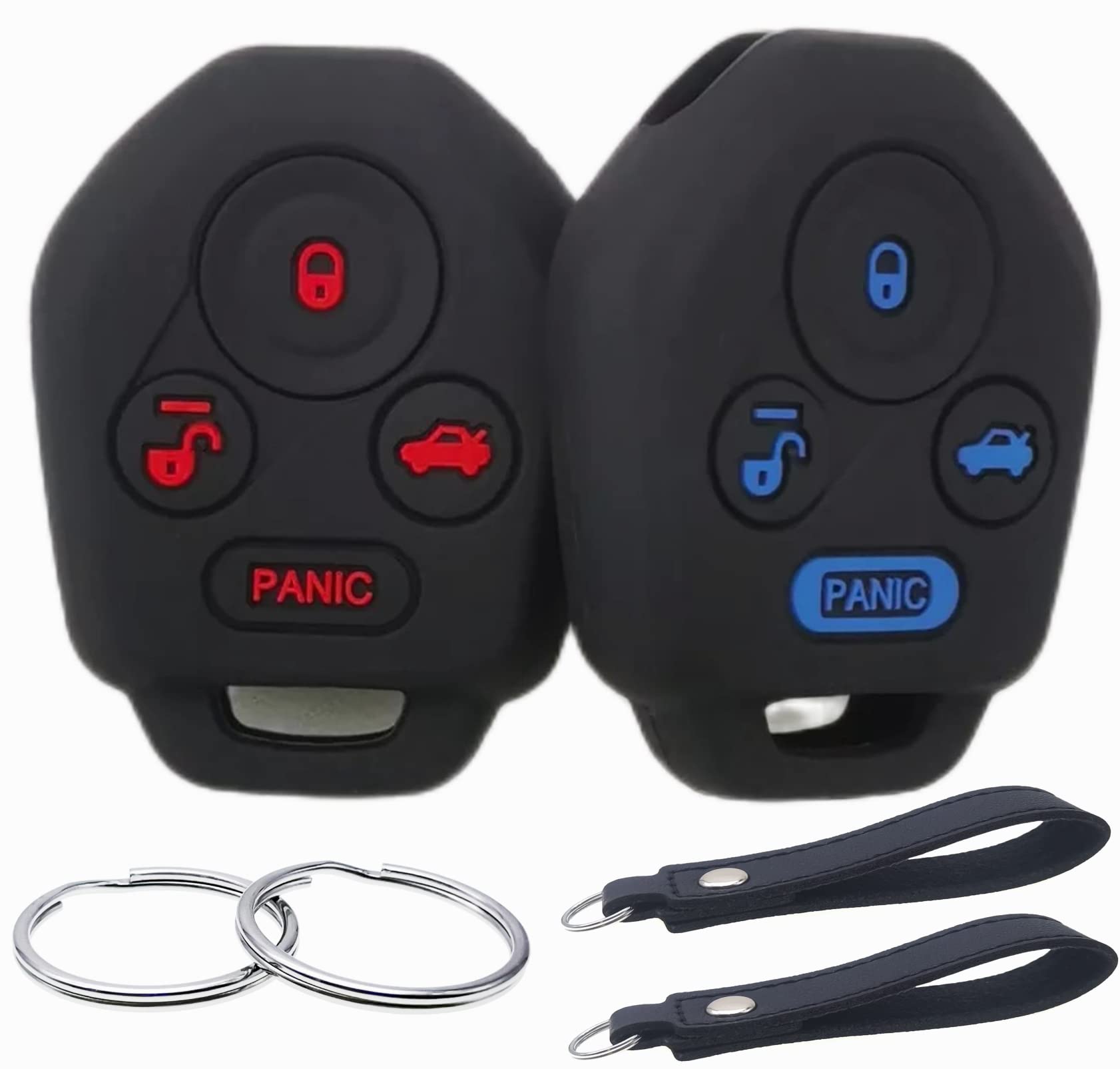 Silicone Rubber Key Fob Cover Compatible with 2008-2023 Subaru Crosstrek Forester Impreza Legacy Outback Tribeca WRX STI XV Crosstrek Ascent (Black Black with red)