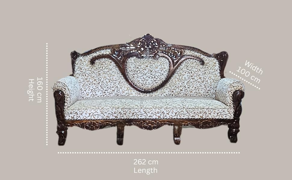 Image of Royal Carved Wooden Sofa Set | 3+1+1 Seater | Antique with Button Tufted Velvet Upholstery | Victorian Style Living Room Furniture Tufted Sofa Set Grey 3-Piece (Design 1)