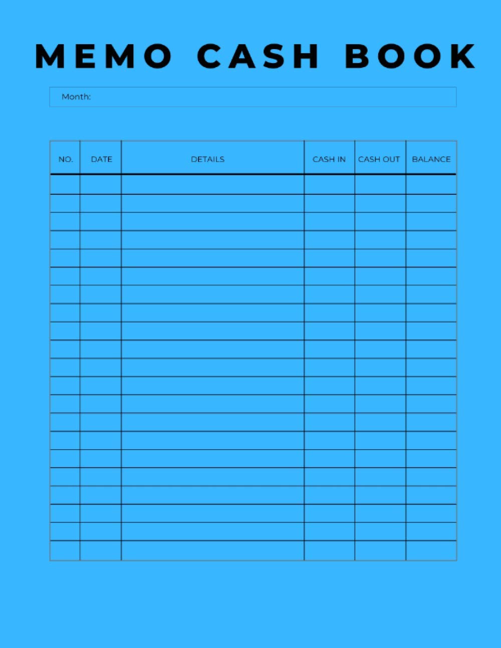 Memo Cash Book: Large Petty Cash Book. Simple Ledger. Journal for Small Business. 8.5 x 11 inches.