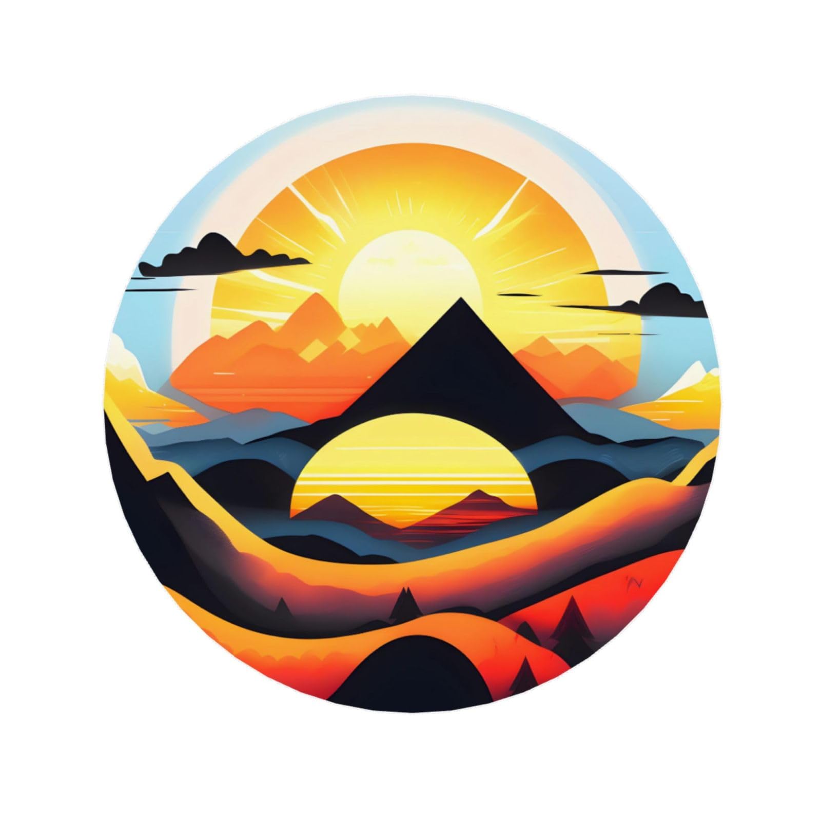 Round Sunrise Mountain Pattern Magnets 2.2 in - Acrylicï¼Œ Strong & Non Scratch for Fridge,Locker,Office & Kitchen Deco