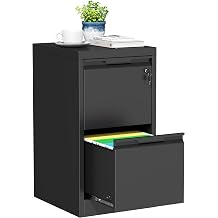 Bestoo File Cabinet, 2 Drawer Filing Cabinet with Lock, Vertical Filing Storage Cabinet for Home Office, Metal File Cabinets, Office Storage Cabinet for Letter, Legal, A4, File Folders