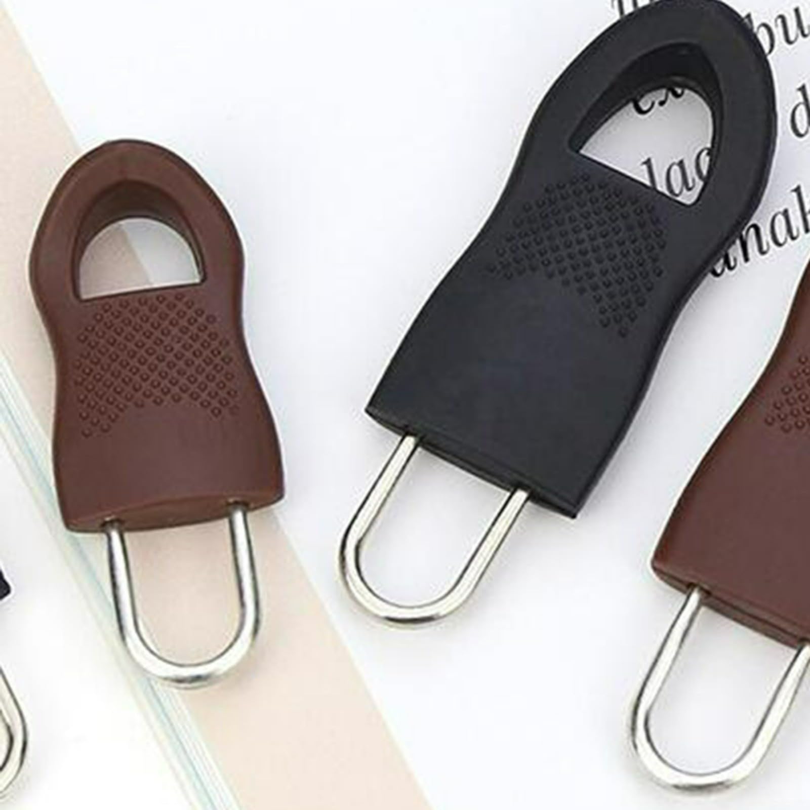 Metall-Gummi-Reißverschlussschieber, aus Metall und Gummi, rostbeständig, kompakt für Reisetaschen und Koffer, schlechte Schnalle, DIY Nähen (schwarz, groß)