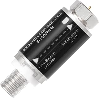 Bingfu 75 ohm Ground Loop Noise Filter Isolator 5-1000MHz Isolation Transformer Hum/Buzz/Noise Eliminator F Female to Male for TV Antenna Cable Applications