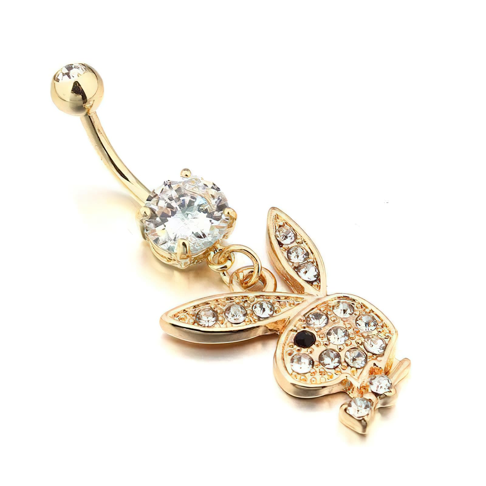 RVM Jewels Play Boy Rabbit Bunny Belly Button Ring Gold Plated Stainless Steel Navel Piercing Jewelry for Women