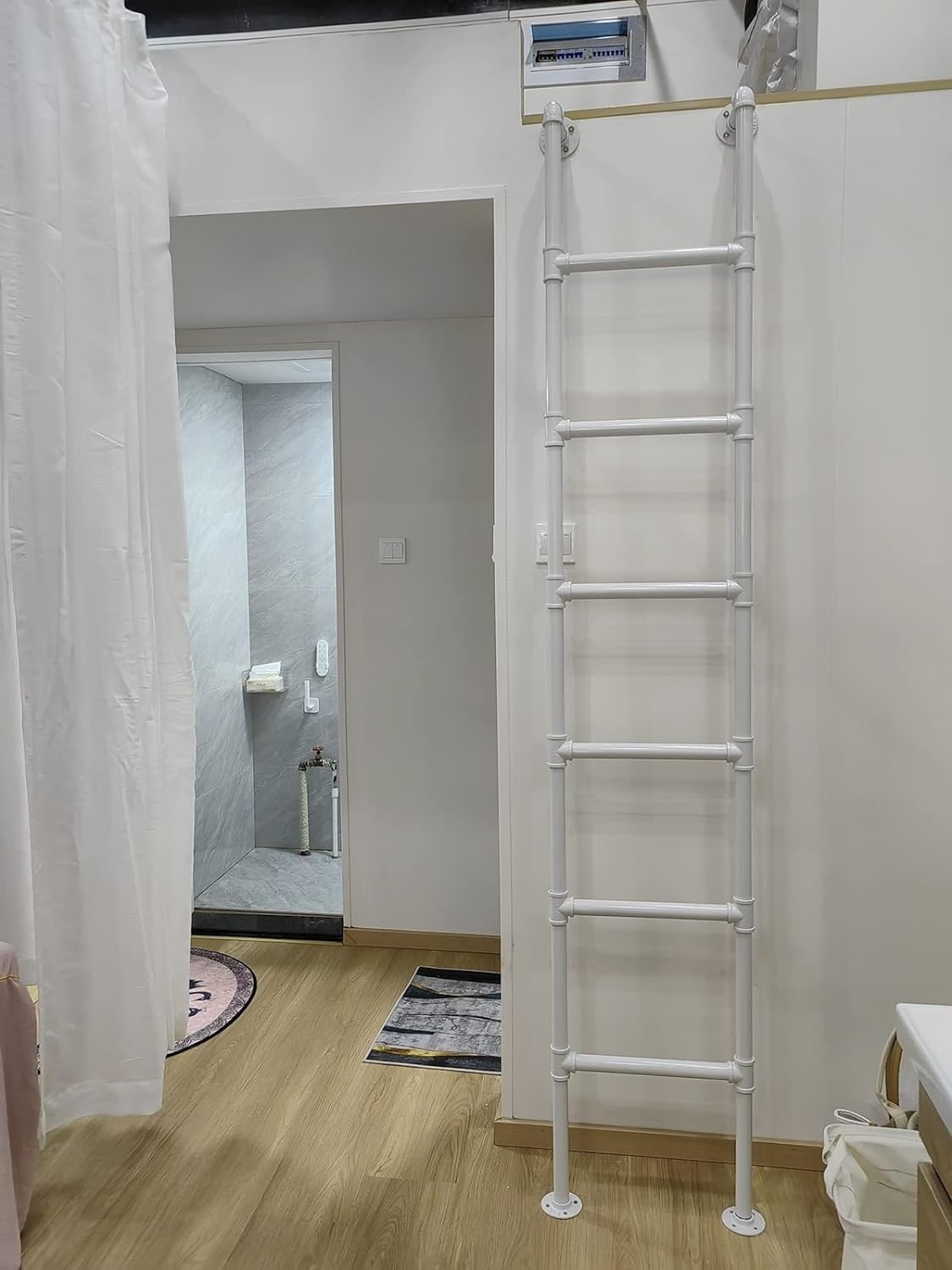 Escalera de Repuesto para Cama Alta - Escalera de Emergencia atornillable para sótanos, Huecos de Ventana y Tiendas de campaña (Blanca, 207 cm/81,6 Pulgadas)