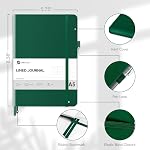 Lonely Oak Carnet de notes du Journal Linéaire, A5 Carnet de notes doublé de couverture rigide pour femmes & Les hommes, 120GSM Papier sans acide avec couverture rigide en cuir et poche intérieure, Journal quotidien pour le travail (vert)