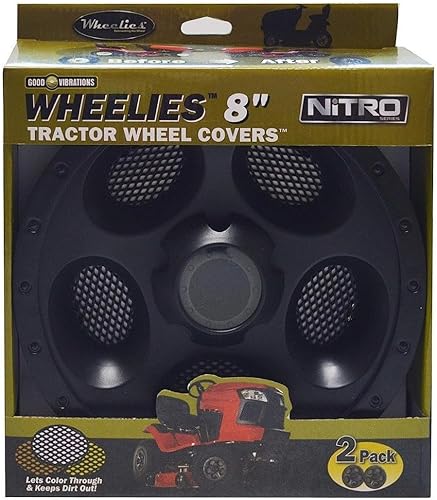 Good Vibrations Wheelies Nitro Series - Fundas para ruedas de tractor y carrito de golf, ajuste a presión en el borde, 8 pulgadas de diámetro