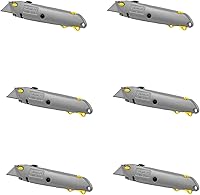 Stanley 10-499 6-Inch Quick Change Retractable Utility Knife 6-Pack - Durable Metal Body, Tool-Free Blade Swap