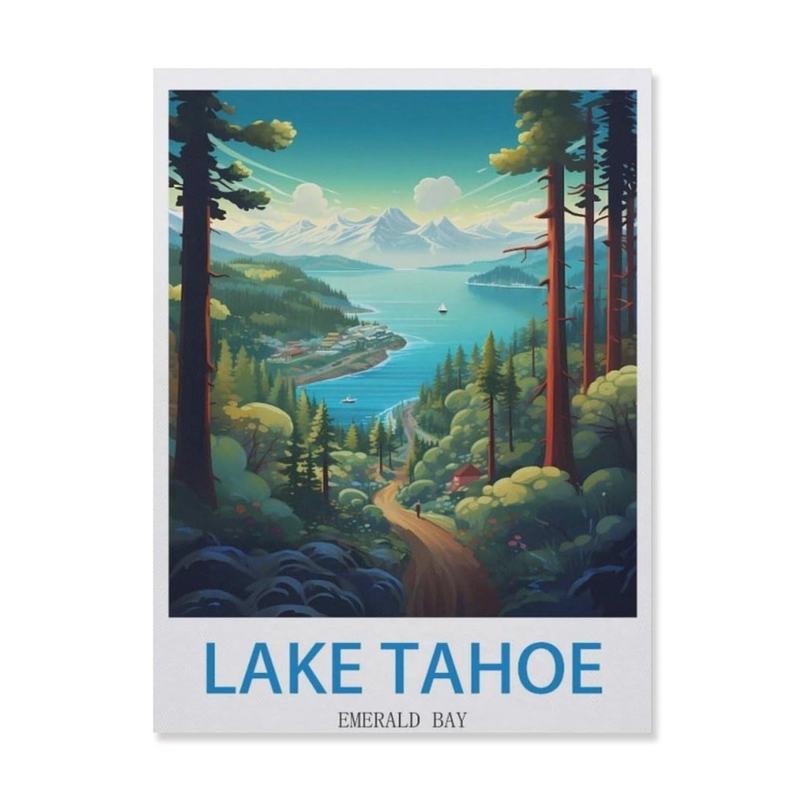 Lake Tahoe Emerald Bay，Vintage Metal Sign Kitchen Bathroom Office Bar Coffee Garage Cave Home Living Wall Decor(15x30cm）6x12 inch-EH78