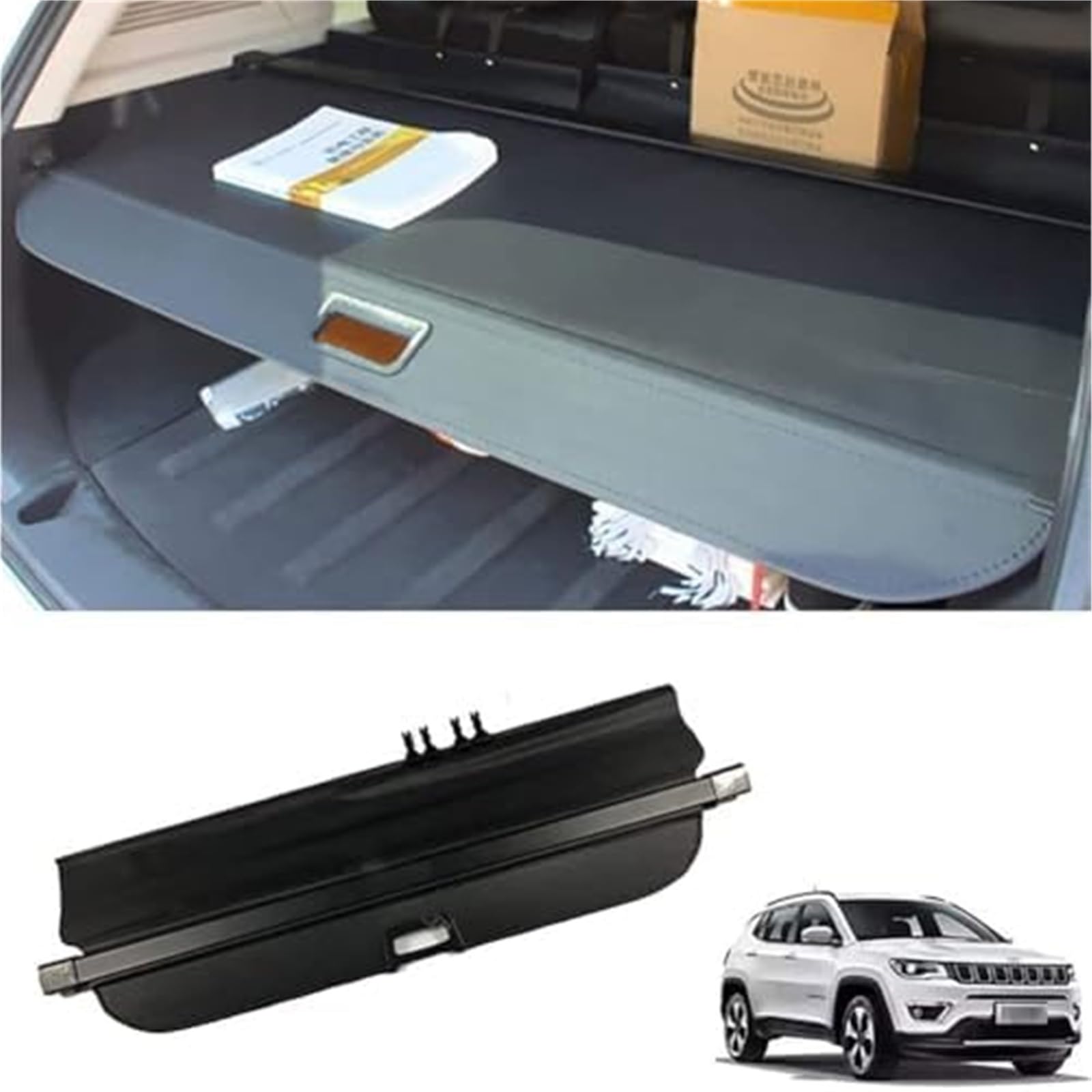 fhjwqronte Cargo Area Storage Rack Car Retractable Rear Trunk Parcel Shelf, for Jeep Compass 2012-2015 2016 Luggage Shade Shield Cargo Security Cover Curtainaccessories