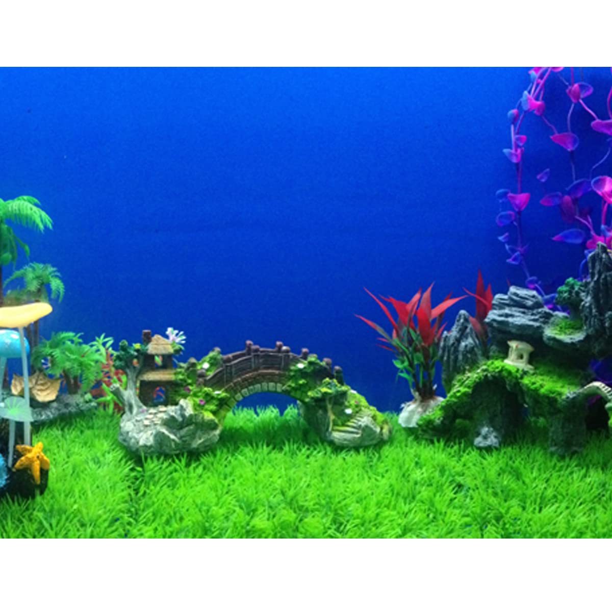 Decorazioni per Acquari Ornamento Tematico per Acquario con Ponte Paesaggistico in Resina per Piccoli Pesci Gamberetti Giochi per Acquari,19cmx8.5cmx7cm