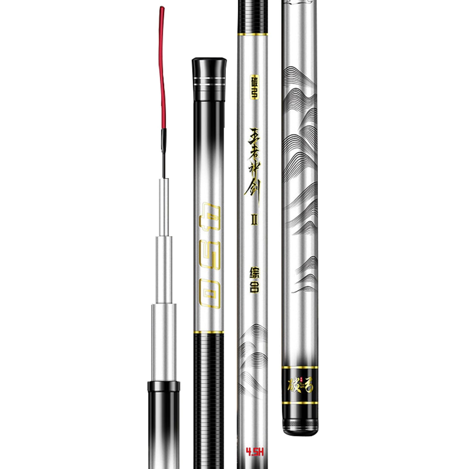 TUJISEK Kohlenstoff Angelruten Teleskopangel 3.6m 3.9m 4.5m 4.8m 5.4m 5.7m 6.3m 7.2m 8.1m Handrute Teleskoprute Karpfenrute Fishing Rod Stipprute FüR FlüSse Seen Und Ozeane(4.5H,7.2m)