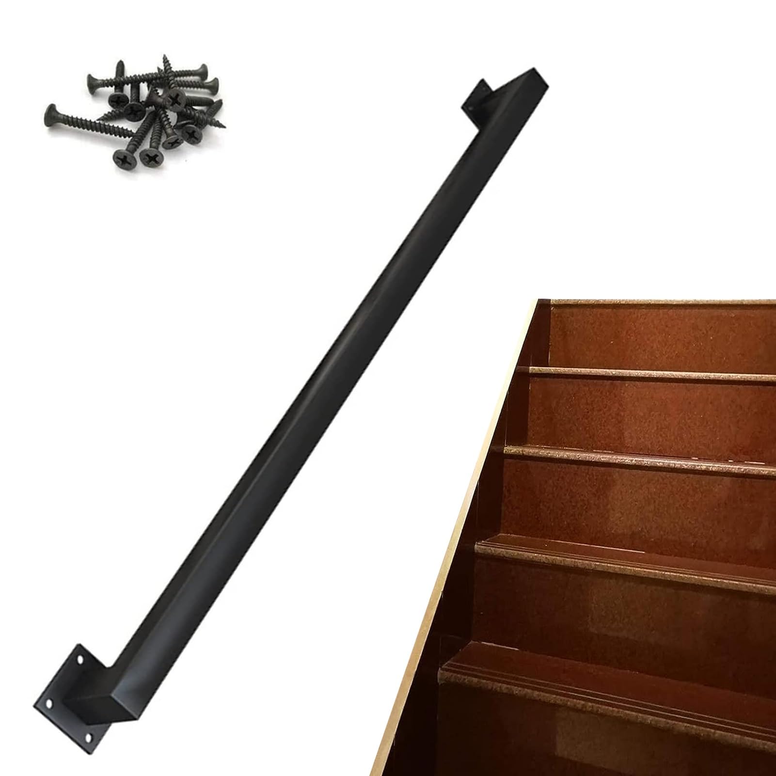 Rampe d'escalier carrée anti-chute de 150 cm pour sécuriser vos marches intérieures