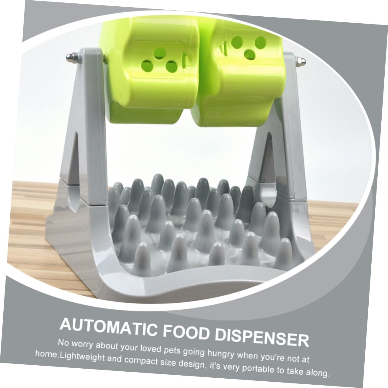 Dispenser Automatico Cibo Cani Rotante Verde in Abs 1 Pezzo | Design a Tamburo Anti-ingozzamento, Leggero e Facile da Pulire, per Addestramento e Uso Quotidiano