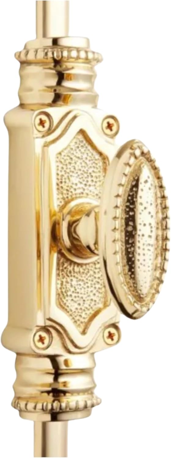 9-Foot Solid Brass Cremone Bolt Set – Polished Brass Finish – Vintage Style Surface Bolt for Double Doors, French Doors, Cabinets – 52” Rod Length – Includes All Mounting Hardware