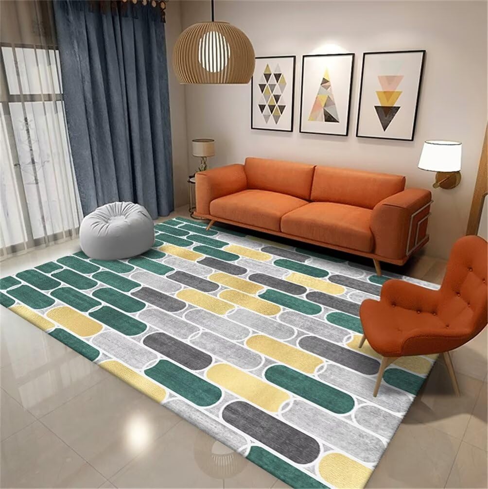 Tapis bebe decoration chambre ado vert et gris 200x200cm geometrique