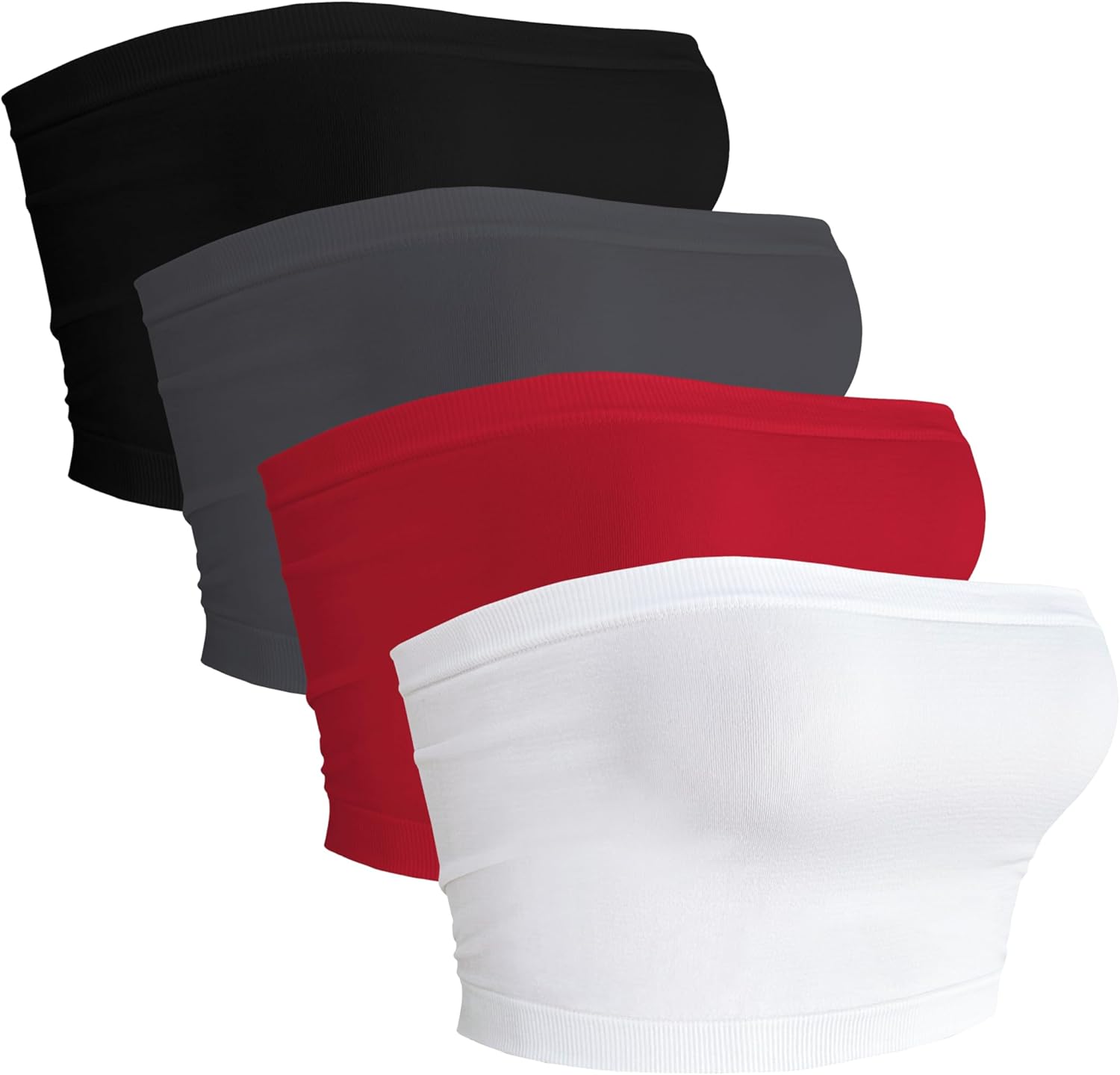 4 Pieces Tube Top Strapless Tops for Women Summer Bandeau Basic Crop Tops Sleeveless Shirt