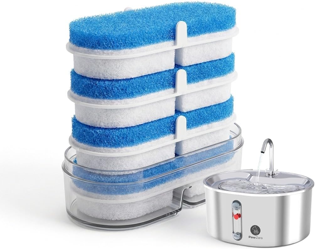 3.2L Cat Water Fountain Bundle with 8 Carbon Replacement Filters – Ultra Quiet 18dB Pet Water Dispenser with Multi-Stage Filtration