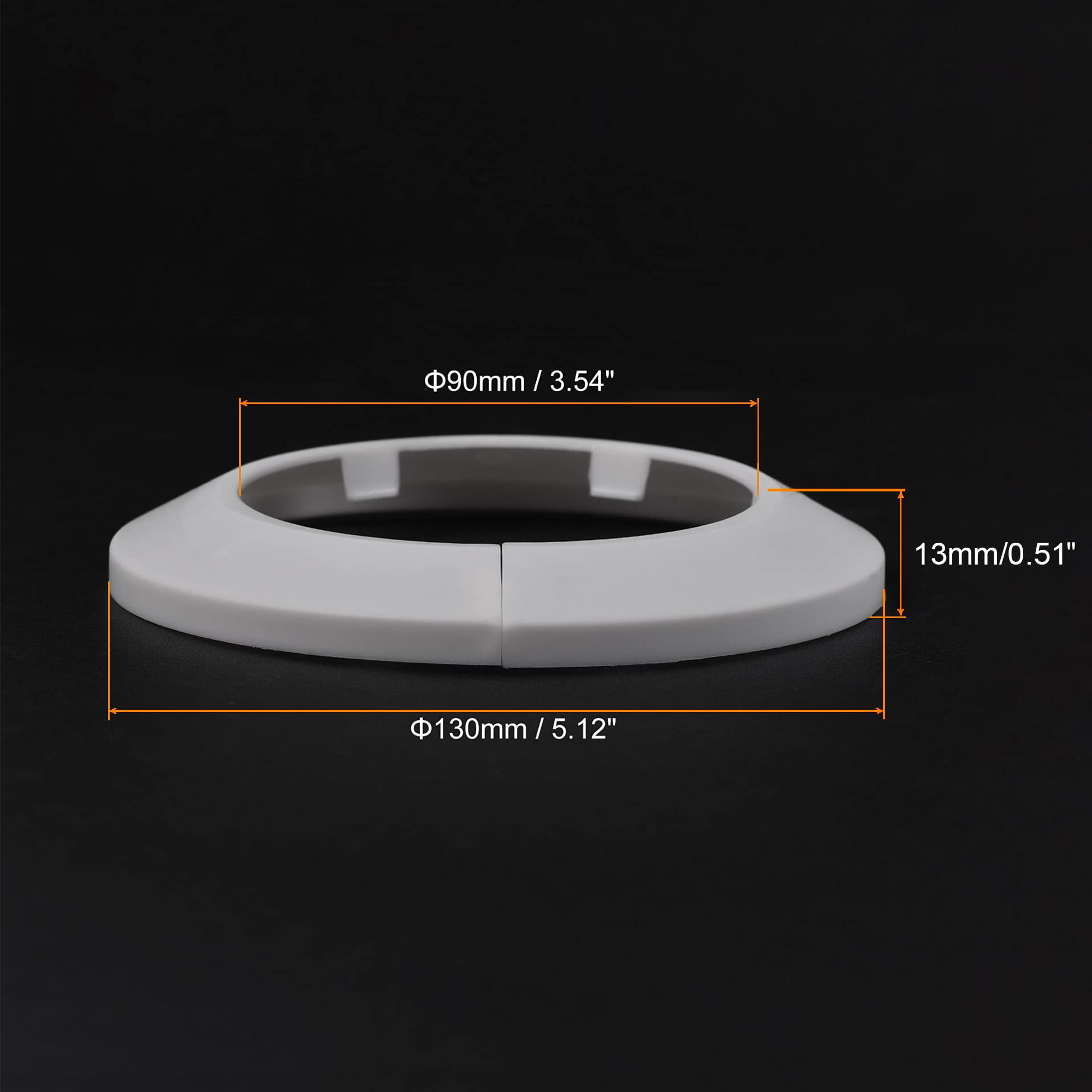 TOP-VIGOR 10pcs 90mm Pipe Cover Decoration, Click-in PP Plastic Escutcheon Pipe Collar for Water Pipe Drain Line - Image 3