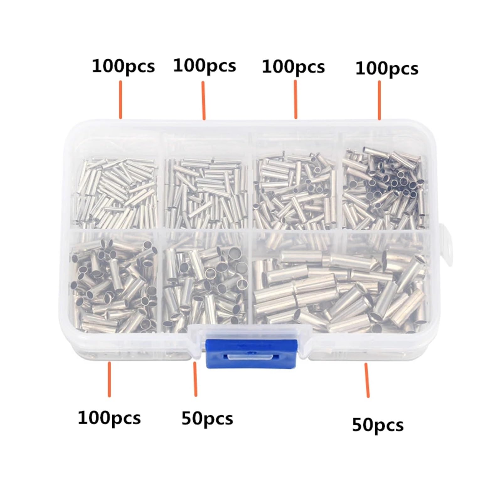 Terminali a crimpare senza isolamento, in rame stagnato, 600 pezzi, 0,5 mm²-6,0 mm², manicotti per cavi elettrici