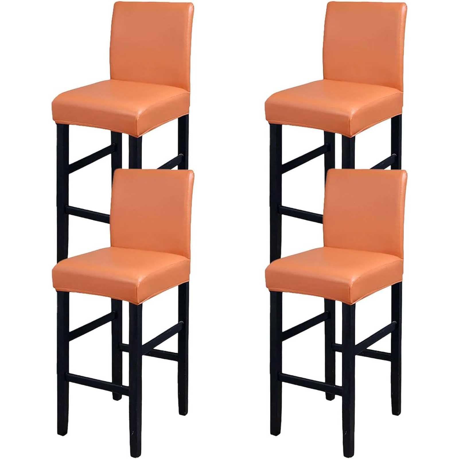 Leomix PU Waterproof Bar Stool Covers, Stretch Removable Barstools Covers, Counter High Leg Low Back Chair Covers, for Cafe Dining Room,K,4pack