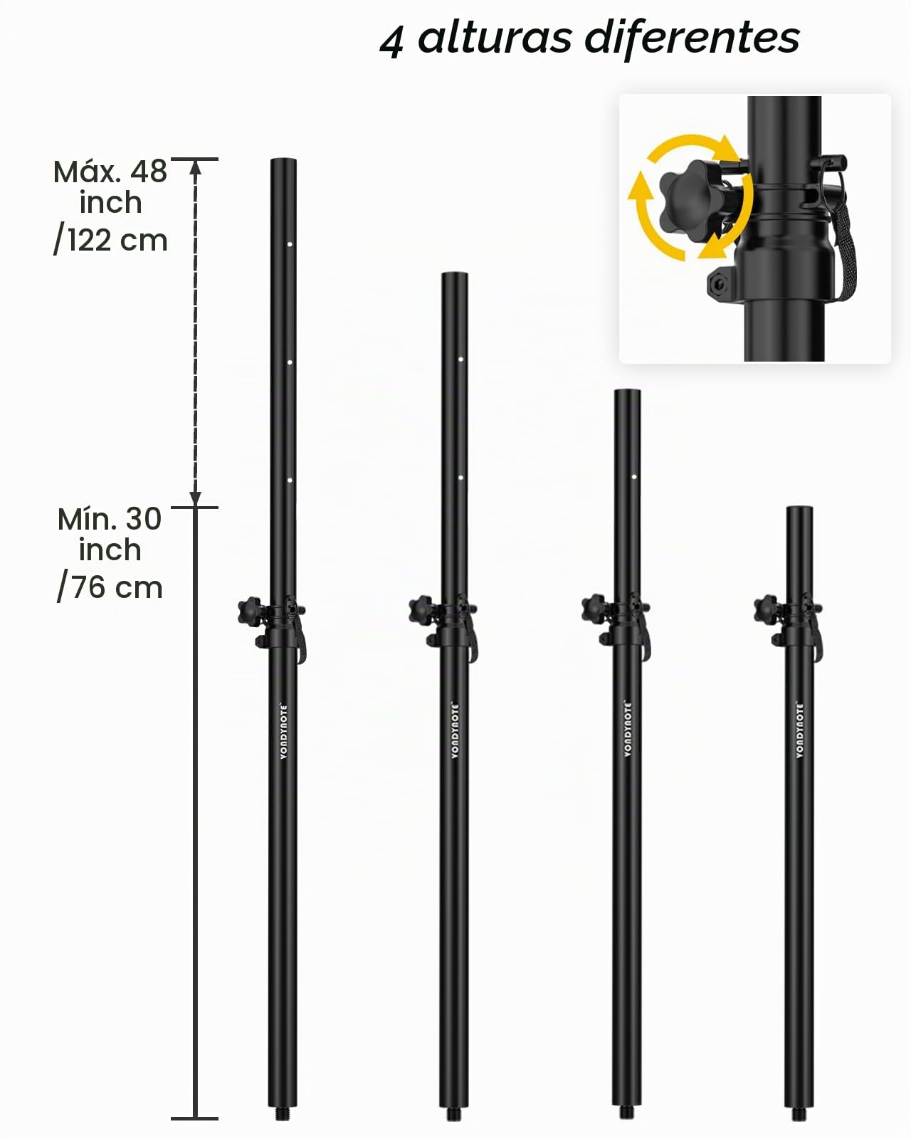 Vondynote Juego de 2 Postes de Altavoz para subwoofer de Altura Ajustable para Montaje roscado M20 y Extensor de Altavoz de Montaje de 35 mm