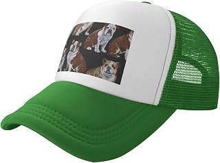Gorra de béisbol de los Bulldogs ingleses con parte trasera de malla ajustable, gorras de camionero personalizadas para hombres y mujeres, color negro